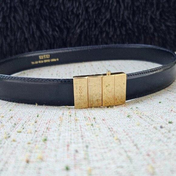 Vintage Gucci Ladies Belt Black Genuine Leather Waistband Size 25 Made in Italy - Picture 1 of 10